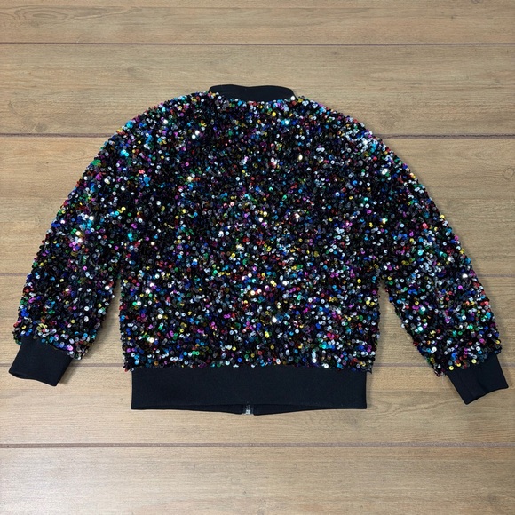 Lola + The Boys Shimmering Stardust Sequin Bomber – Girls Size 6 - Picture 3 of 7